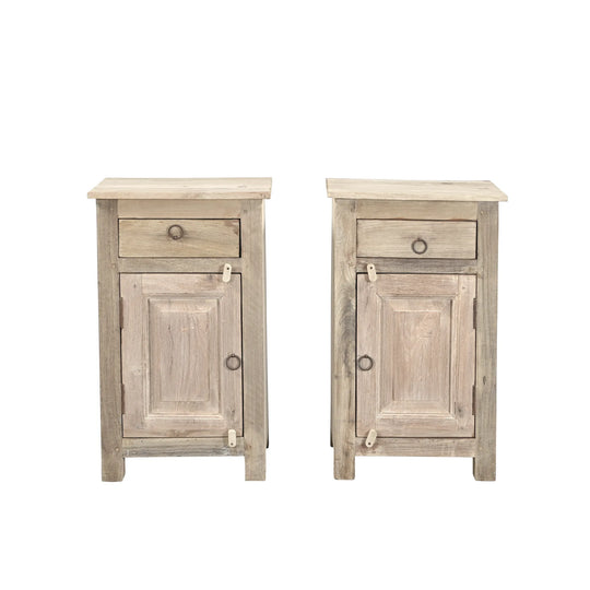 RECLAIMED TEAK BED SIDE SET OF TWO