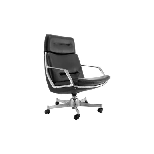 Black Highback Commander Office Chair by Jorge Zalszupin for L'Atelier