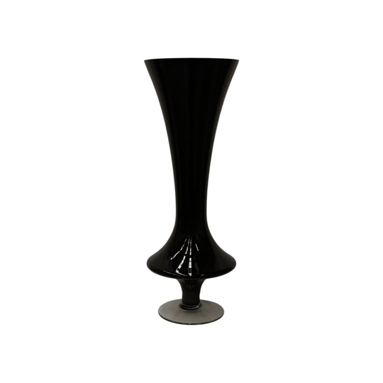 Black opaque art glass vase with transparent base