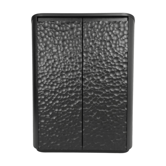 Black Wooden Cabinet with Honeycomb Textured Doors