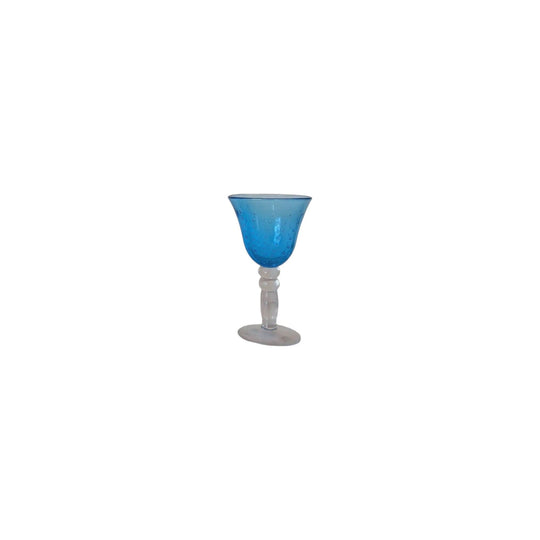 Blue bubble seeded Wine Goblet with Clear Stem