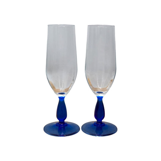 Blue stemmed Champagne Flutes