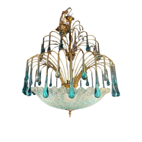 Blue & Transparent Murano Glass Chandelier