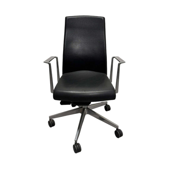 Boardroom Chair - Black Leather & Chrome Base