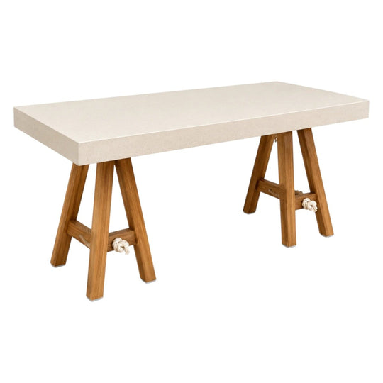 Boathouse Trestle Dining Table Stone Top & Timber Legs