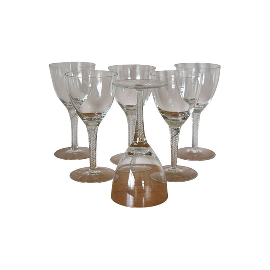 Bohemia "Belaire" Claret Wine Glasses Set of 6 Vintage Air Twist Stem Elegant Barware. By BOHEMIA CRYSTAL-CRYSTALEX