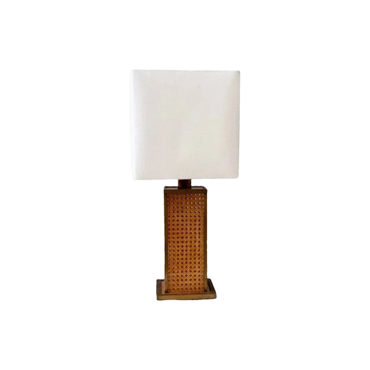 Brass, Plexiglass and Vienna Cane Table Lamp 1970s