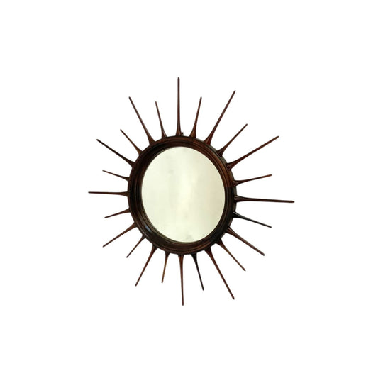 Brazilian Rosewood Sunburst Mirror with long rays. Brazil. Eternity Design Collections