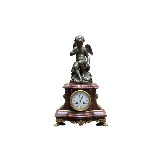 Bronze cupid figured mantle clock