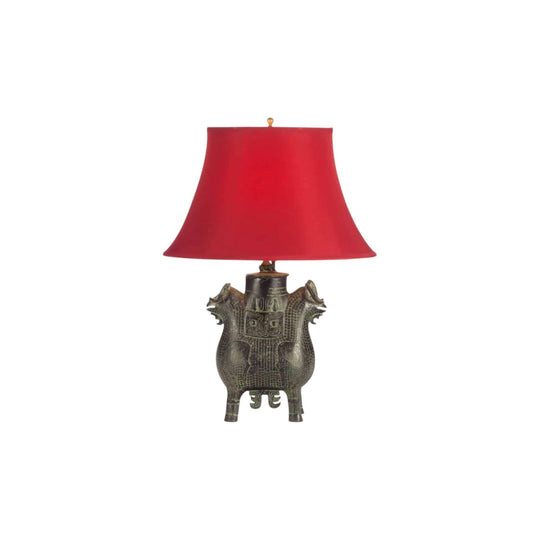 Bronze double ram table lamp