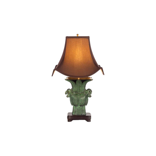 Bronze four rams table lamp