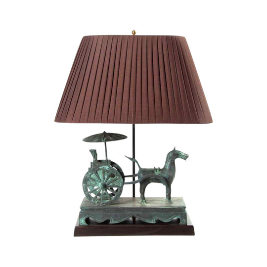 Bronze horse and chariot table lamp