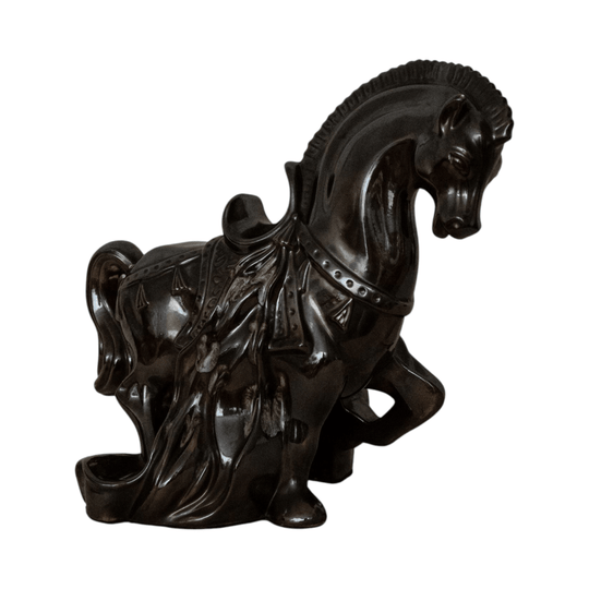 Brown ceramic horse with drip details