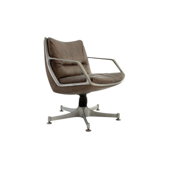Brown Lowback Commander Office Chair by Jorge Zalszupin for L'Atelier