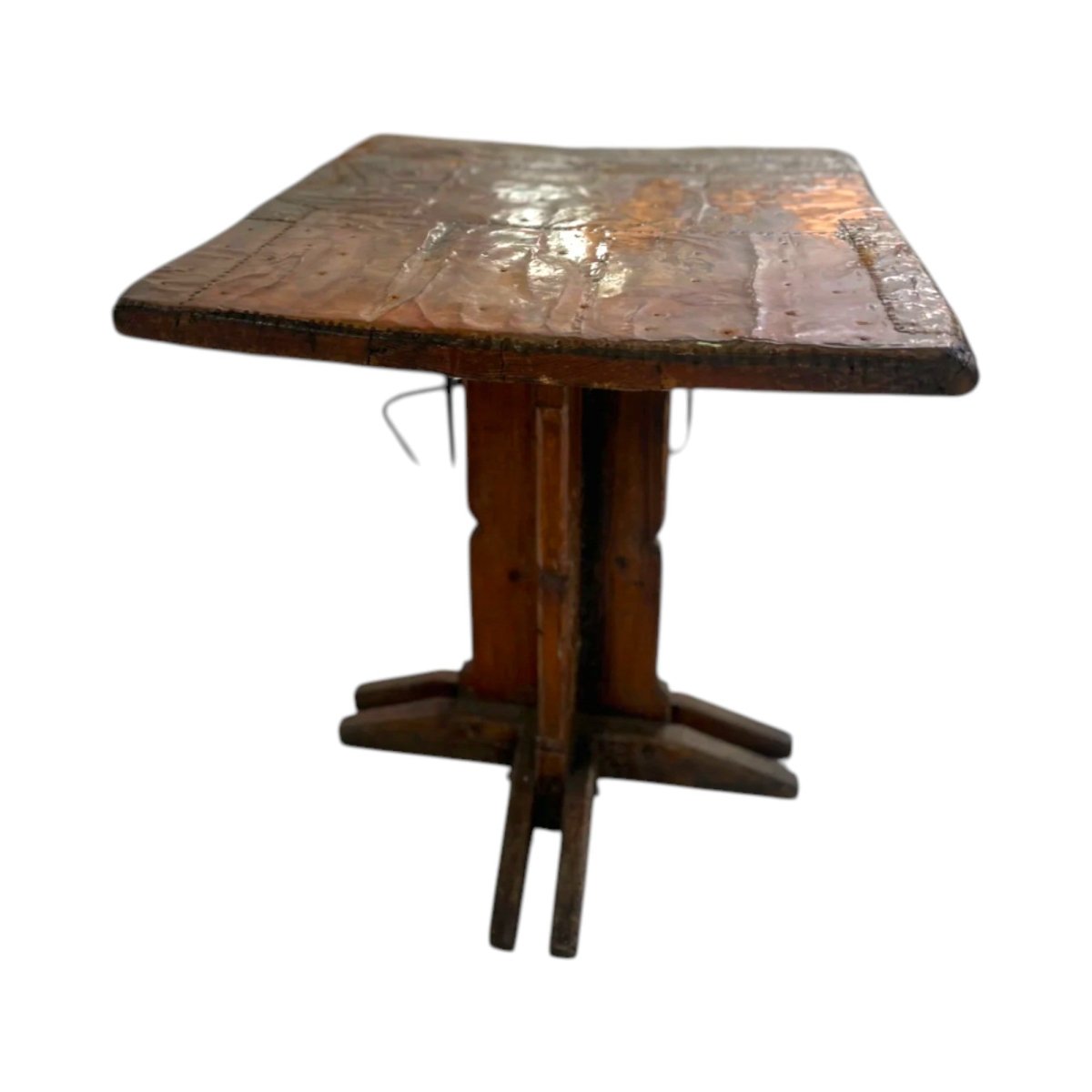 Brutalist Copper and Brass Art Table – Small Dining, Entrance or Large Side Table | Bazaa | Designer, Vintage and Antique Furniture