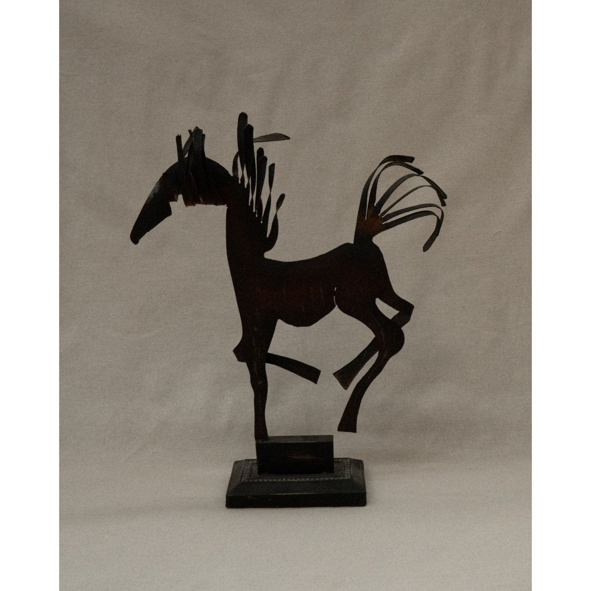 Brutalist style metal horse sculpture with intentional patina | Bazaa | Designer, Vintage and Antique Furniture