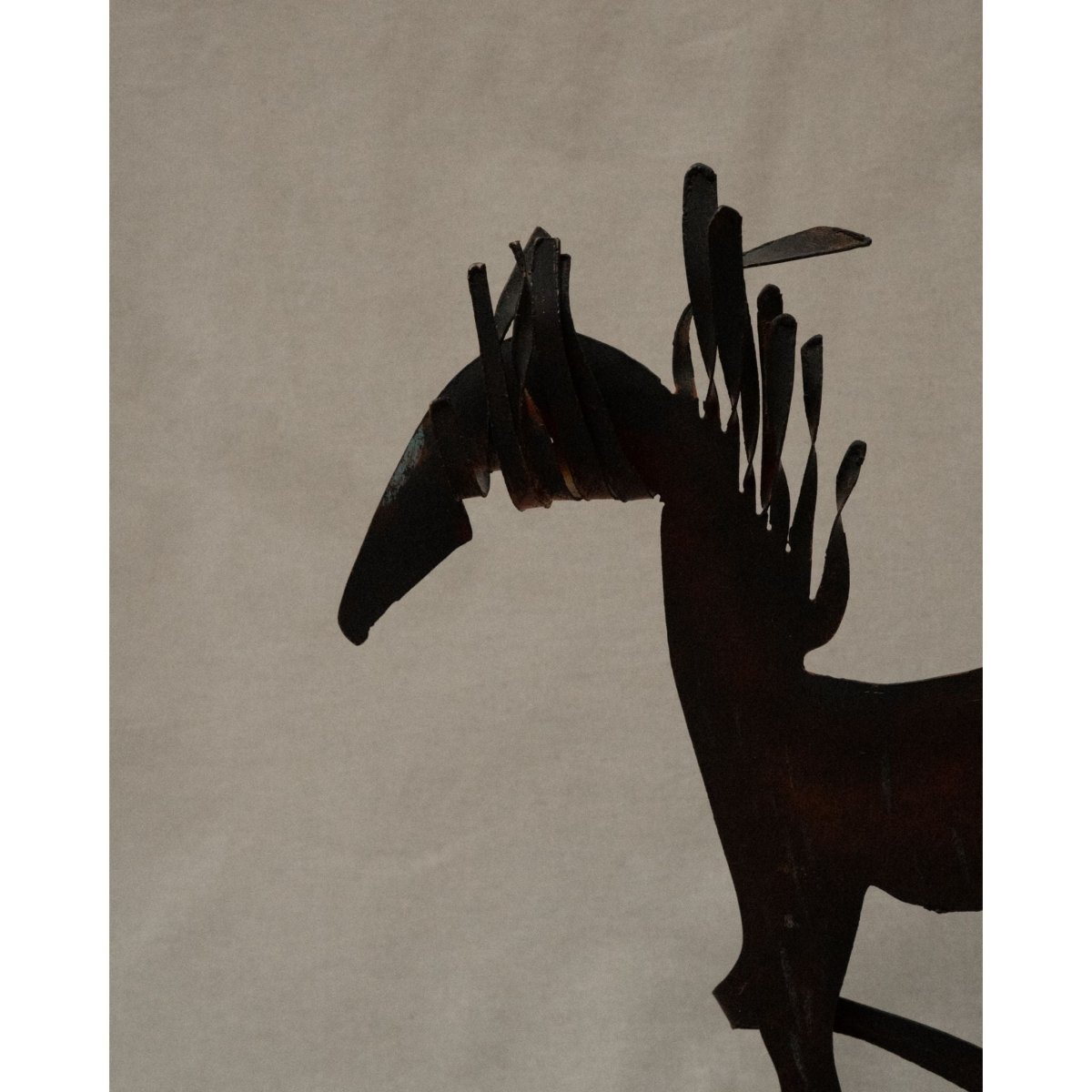 Brutalist style metal horse sculpture with intentional patina | Bazaa | Designer, Vintage and Antique Furniture