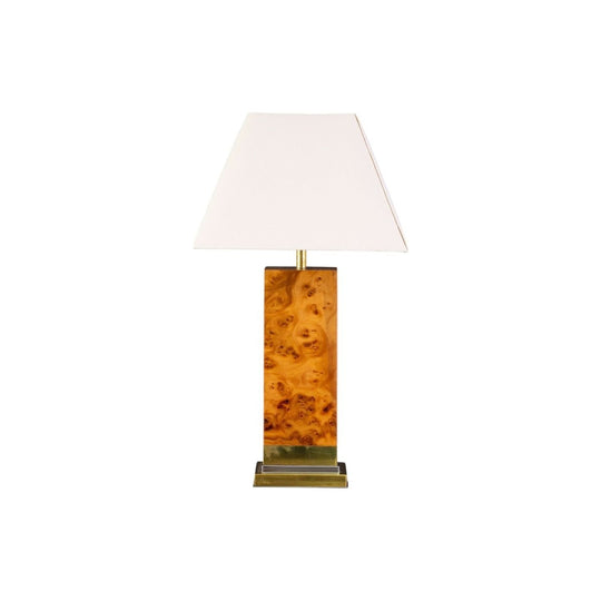 Burl Wood and Brass Trimed Table Lamp by J. Claude Mahey,