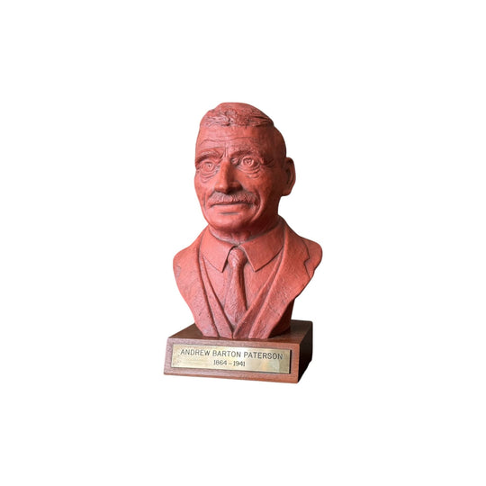 Bust of Banjo Paterson, presentation piece, sculpted by M Lewis, 1991