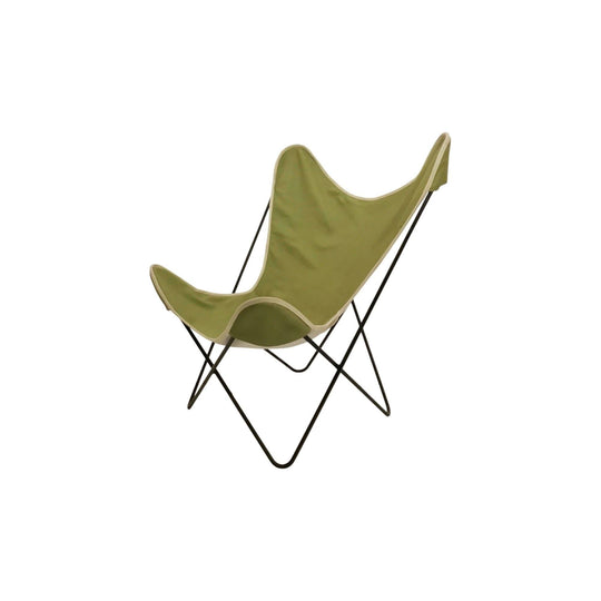 Butterfly Chairs with Linen backed Leather Slings