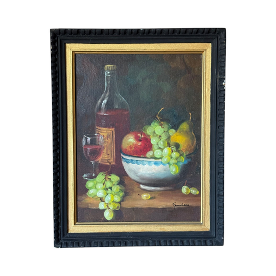 Vintage Original Fruit & Wine Still Life by Frank Lean