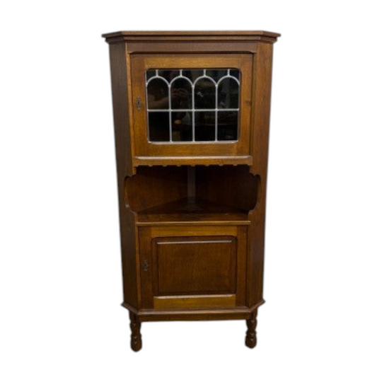 European Antique Oak Corner Cabinet