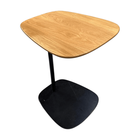 Cantilevered Asymmetrical Wooden Top Side Table