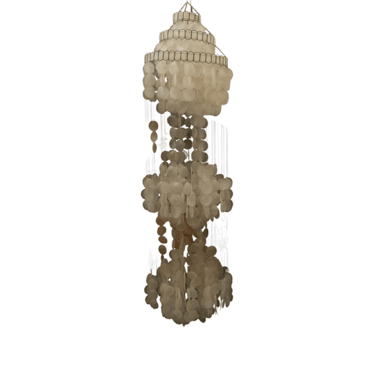 Capiz shell chandelier and wind chime