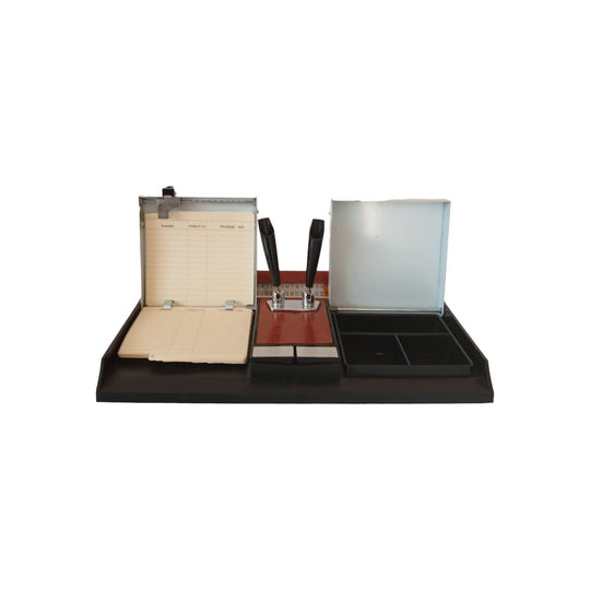 Carl Leather Desk Set / MCM Carl New Modern Desk Set No. 951. Made in Japan /Carl Leather Deluxe Desk Pen Holder with Telephone index