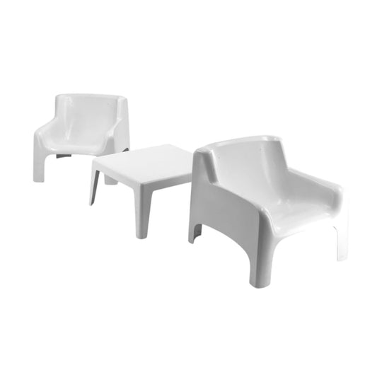 Carlo Bartoli 3 piece Outdoor Solar Fibreglass Lounge Chairs and Table.