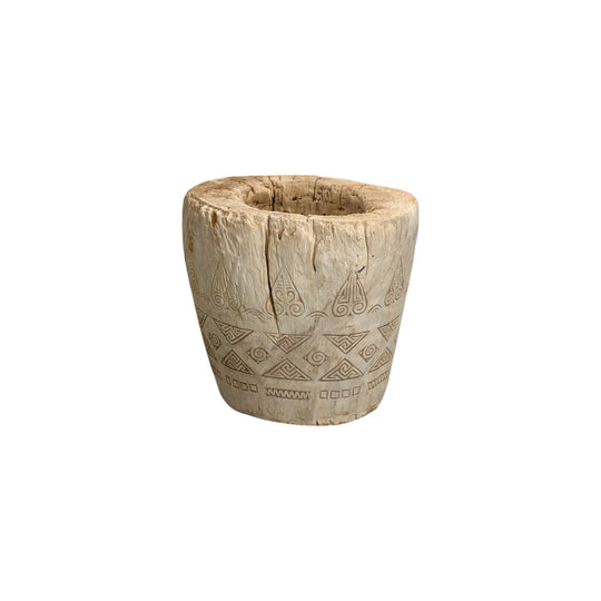 Carved & Bleached Teak Lesung