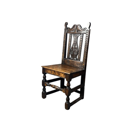 Carved English Oak chair / backstool , c. 1680-1700