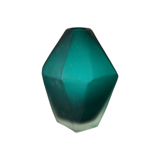 Carved gem vase in turquoise green