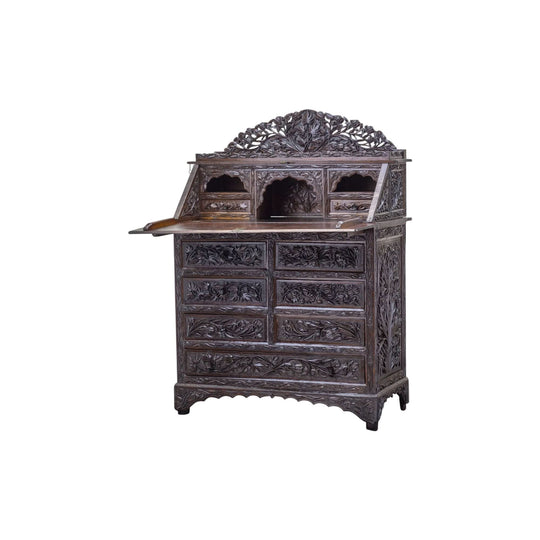 Carved Indian Export Secretaire