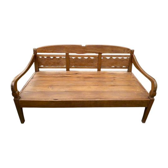 Carved Indonesian Teak Day Bed - Vintage Craftsmanship