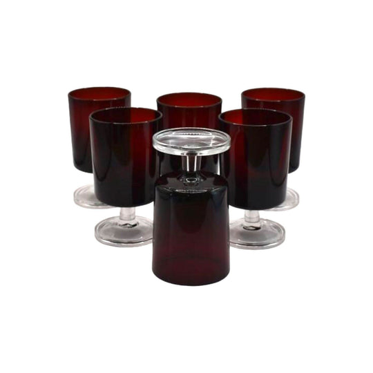 Cavalier Ruby Red Glasses by Cristal D’Arques - Durand, Arcoroc Ruby Red, Luminarc Liqueur/Port Glasses. Set of 6