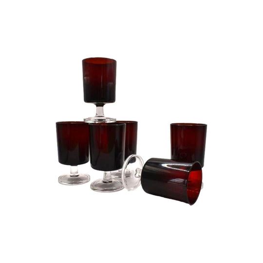 Cavalier Ruby Red Glasses by Cristal D’Arques - Durand, Arcoroc Ruby Red, Luminarc Small White Wine Glasses. Set of 6