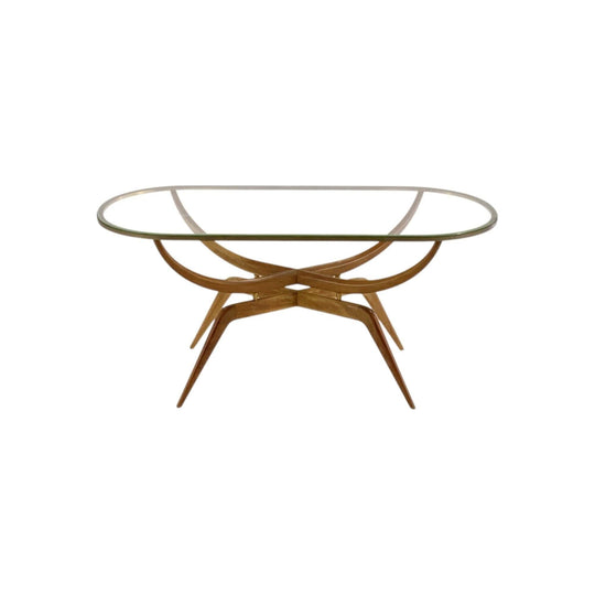 Caviuna Wood, Brass and Glass Obround (or Stadium) Shaped Coffee Table by Giuseppe Scapinelli. Brazil. Eternity Collections