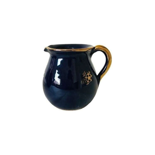 Ceramic Cobalt Blue Tea Set with Golden flowers.