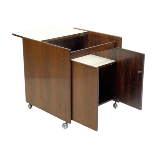 Sergio Rodrigues Brazilian Rosewood Mobile Bar Cabinet. Brazil. Eternity Collections