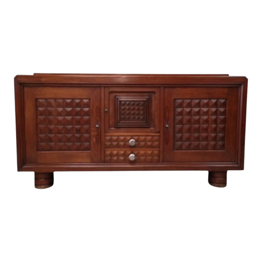 Charles Dudouyt French oak two door buffet C 1945 by Charles Dudouyt