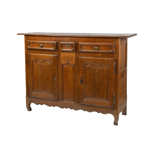 Charming 19th century antique French oak sideboard with brass hardware