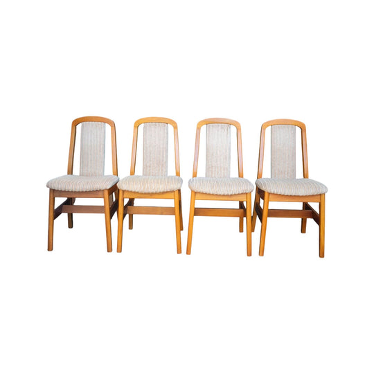 Chic Set of 4 Vintage Dining Chairs with Fur Upholstery