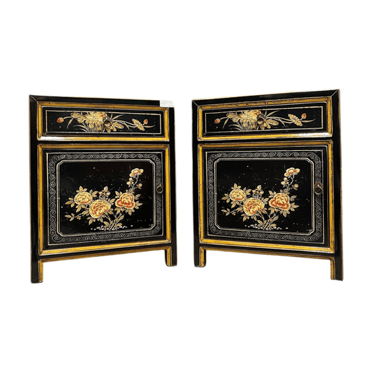 Chinese Black Lacquered Side Cabinet
