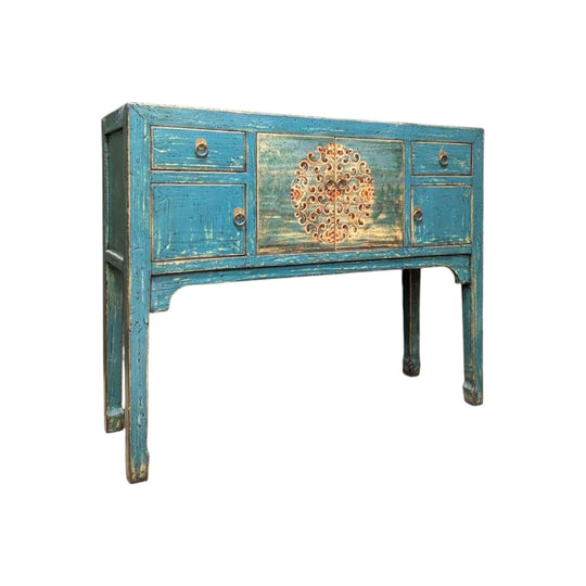 Chinese Blue Lacquered Hall Table