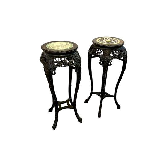 Chinese carved Rosewood pedestals