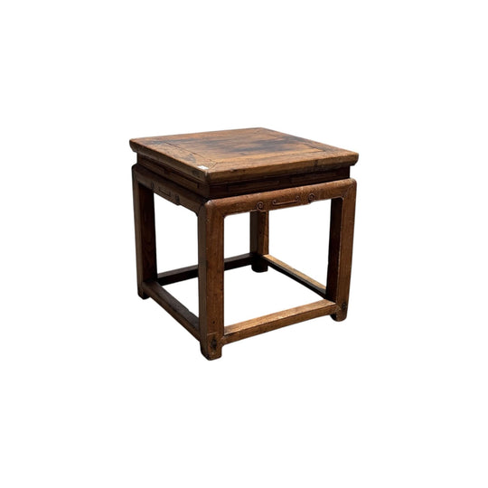 Chinese elm low square table, Qing Dynasty, 19th century