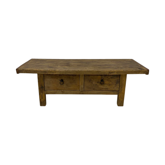Chinese Low Elm Coffee Table With two Drawers | 112x42x36cm