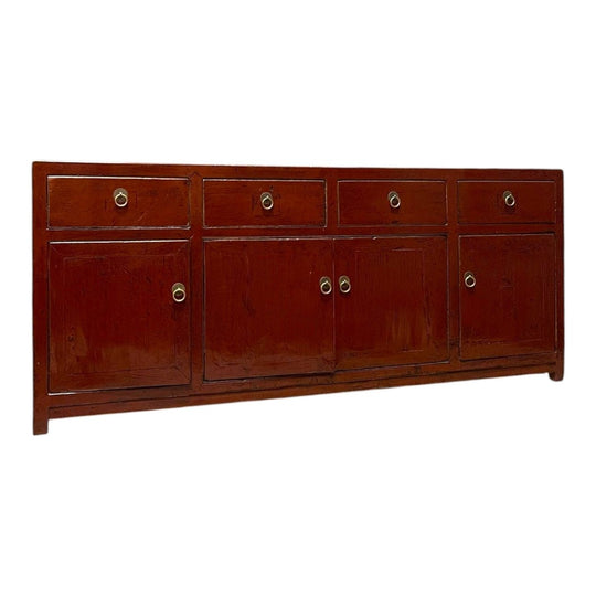 Chinese Red Lacquered Low Cabinet - Recycled Timber