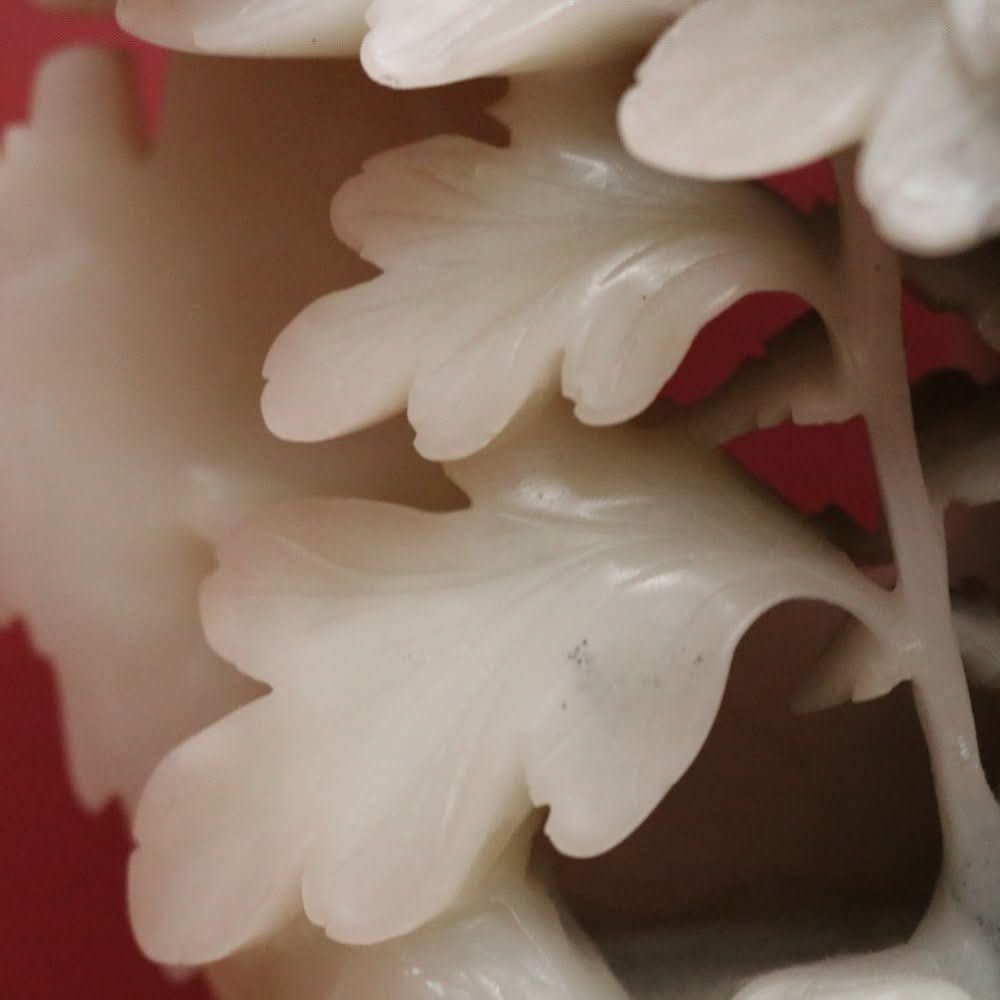 Chinese Soapstone Carving – Hand - Carved Floral Sculpture, Oriental Style. B12514 | Bazaa | Designer, Vintage and Antique Furniture